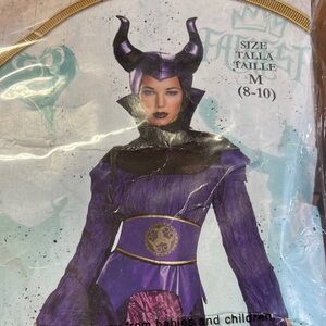 Women's Purple Asymmetrical Dress with Horned Headpiece